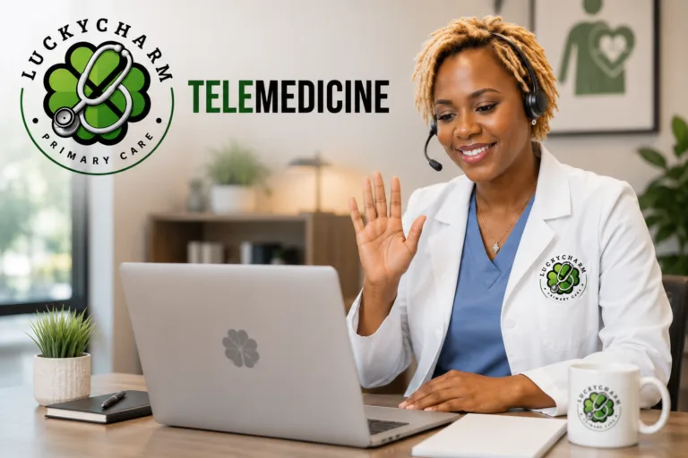 HOME 5 Physician greeting a patient during a telemedicine video visit